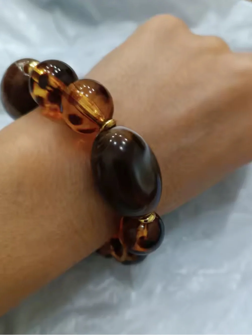 Amber Beaded Stretch Bracelet